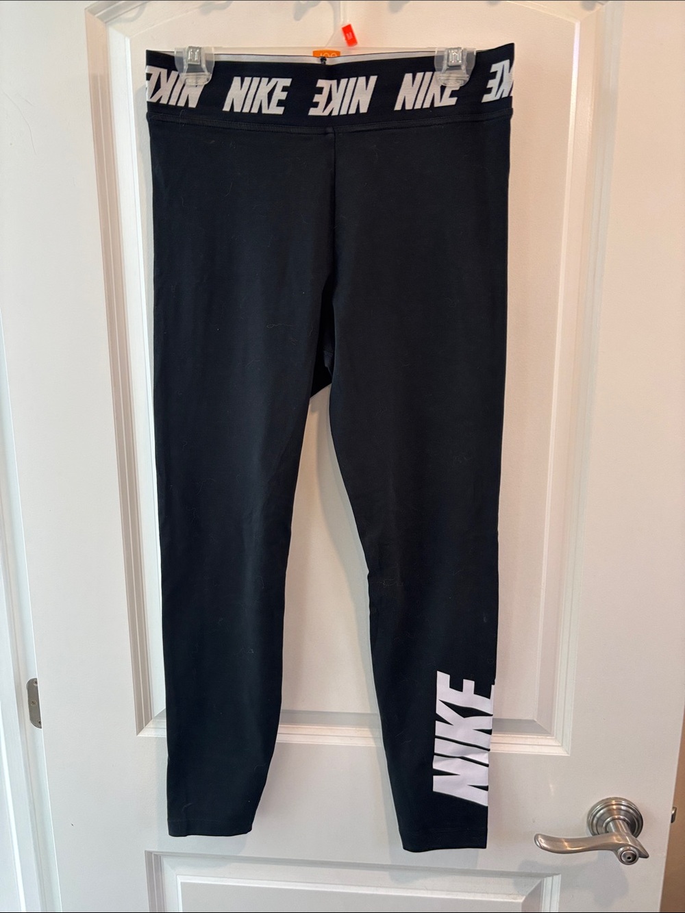Nike Black Leggings with White Logo Waistband